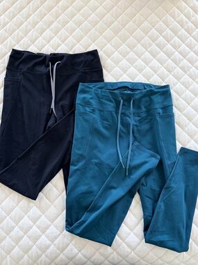 Yogalicious Lux Women's L Leggings Set – Teal & Black – Good Condition